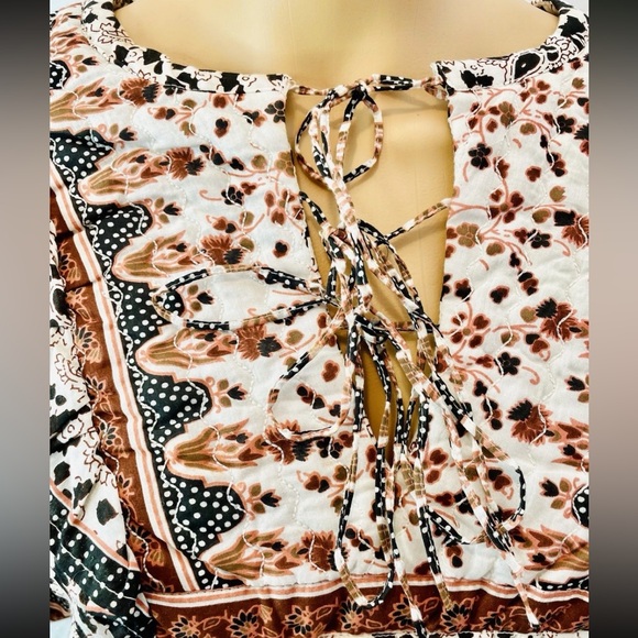 Calypso St. Barth Puff Sleeve Peasant Top S Floral Grandma Core Boho New! - Picture 5 of 9